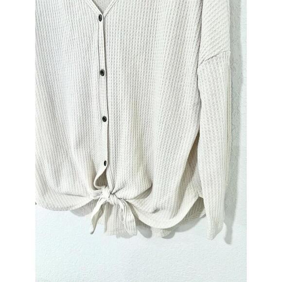 Iwollence Womens Sweater Shirt Waffle Knit Thermal Long Sleeve Tie Knot XL - Picture 6 of 15